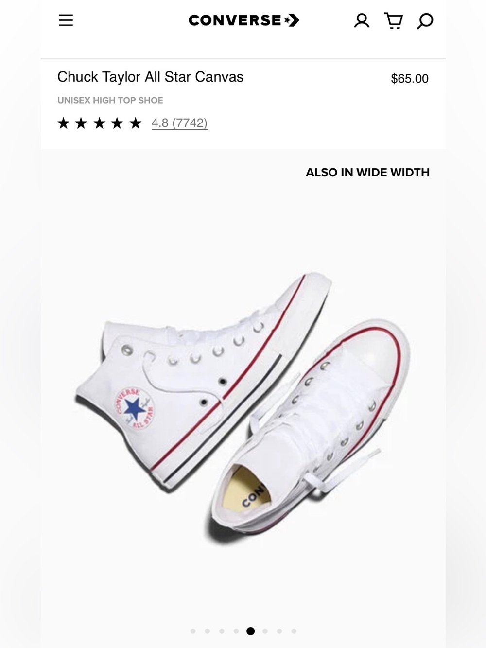 Converse High Top Chuck Taylor Canvas All Star in Optical White